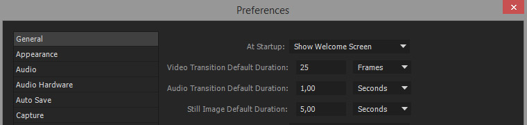 Adjust the default settings in Premiere