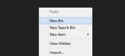 Organize your project with “Bins”