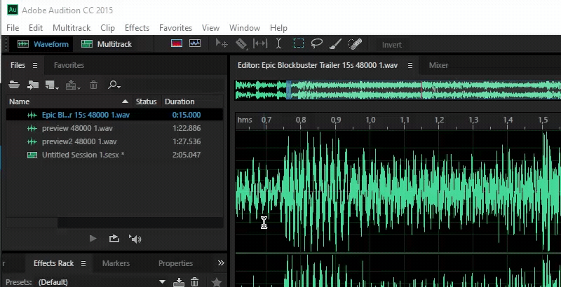 ხმის ამოღების ეფექტი adobe audition-ში