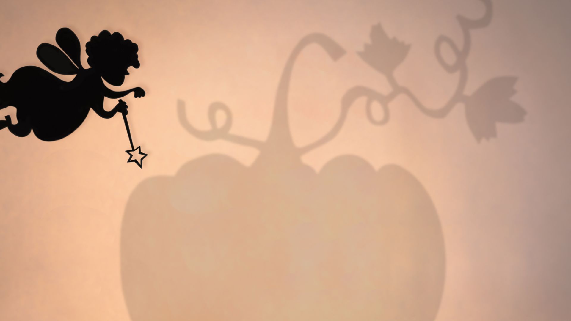 Silhouetanimatie waarbij een fee wordt getoond tegen een silhouet van een magische appel
